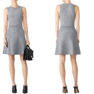 Theory Womens Medium Knit Sleeveless Gray & Black Fitted Dress